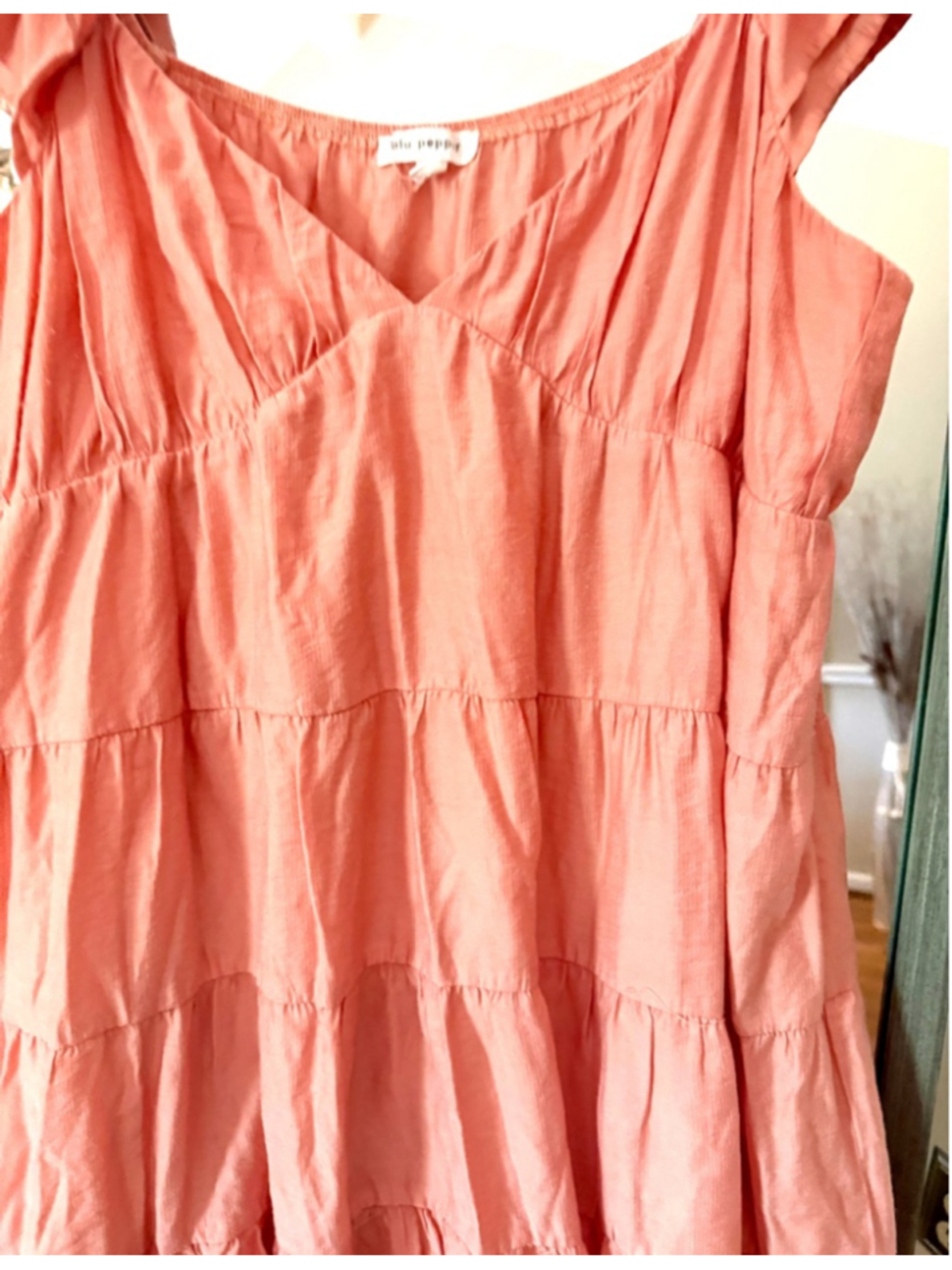 Women's Blu Pepper Coral Tiered Mini Dress XL - Picture 2 of 4